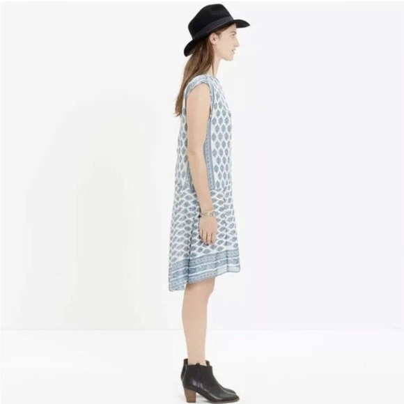 Madewell Skyscape Dress in Diamond Floral Paisley Pattern Drop Waist - Picture 2 of 8